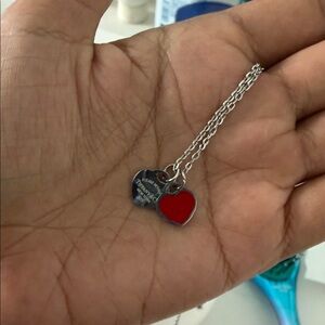 Silver Heart Pendant Necklace with Red Enamel Heart